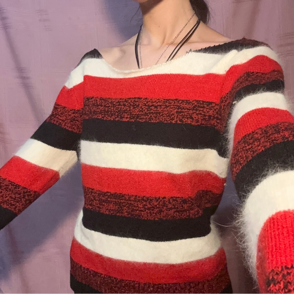 Off the shoulder striped sweater